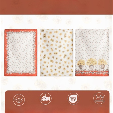 Maison d' Hermine Bagatelle Zestaw 3 ściereczek kuchennych 100% bawełna 50x70 cm