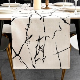 Marmurkowy bieżnik na stół ławę stolik biało czarny 33x 183 cm EFEKT MARMURU