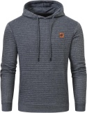Męska bluza z kapturem żakardowa w kratę wafel szara 5XL
