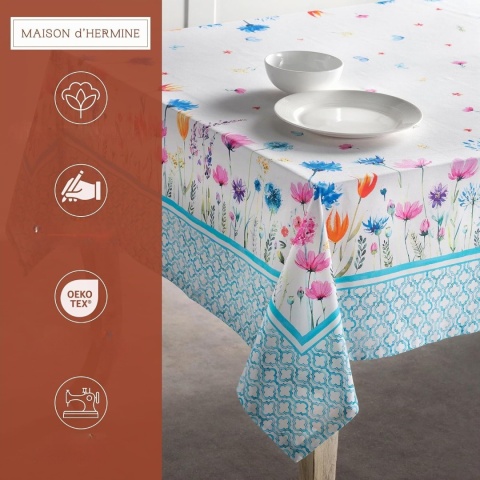 Obrus 100% bawełna Maison d' Hermine 140x180 FLOWER wiosna lato kwiaty