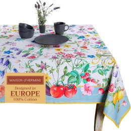 Obrus 100% bawełna Maison d' Hermine 140x180 giverny wiosna lato owoce kwiaty