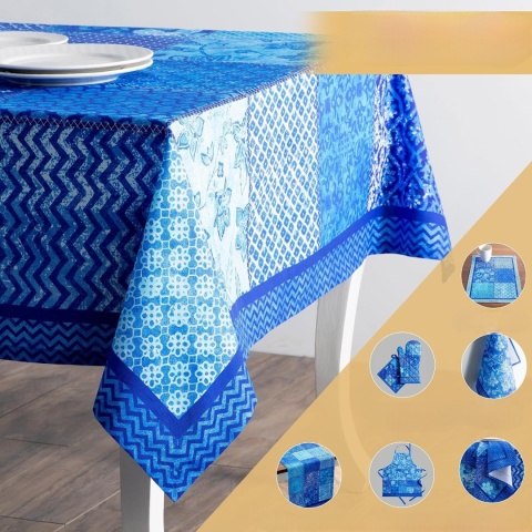 Obrus 100% bawełna Maison d' Hermine 140x180 indigo love