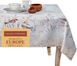 Obrus 100% bawełna Maison d' Hermine 160x220 cm meadow floras beige