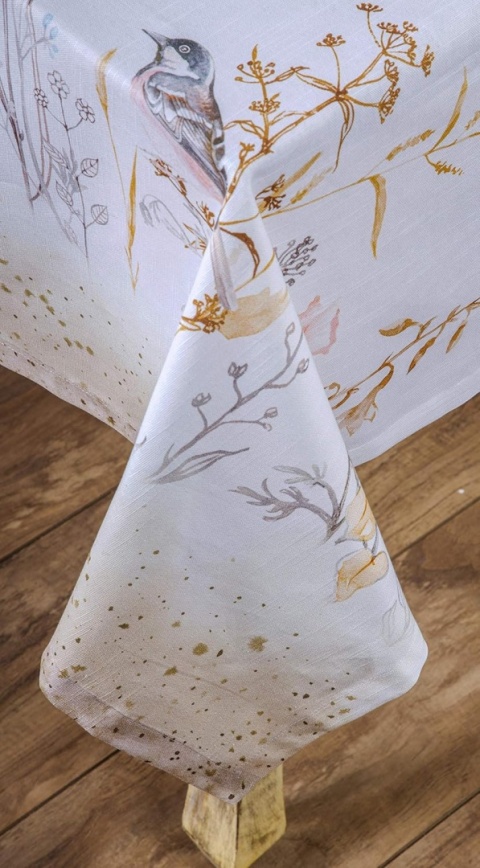 Obrus 100% bawełna Maison d' Hermine 160x220 cm meadow floras beige