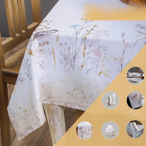 Obrus 100% bawełna Maison d' Hermine 160x220 cm meadow floras beige