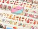 Taśma Washi 4 rolki ozdobne wzory PET do planowania i rękodzieła scrapbooking