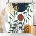 Zasłona prysznicowa 240 x 180cm boho mid-century modern zielone liście ABSTRAKCJA
