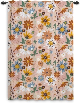 Zasłona w kwiaty na taśmie Zasłona Boho Retro VINTAGE w Kwiaty 107x160cm 1 szt.