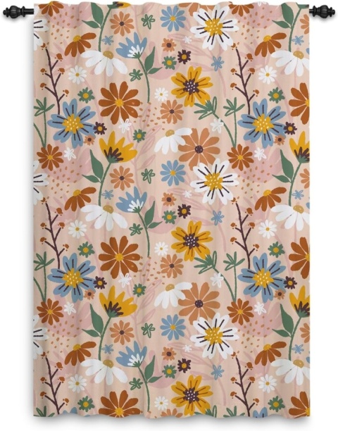 Zasłona w kwiaty na taśmie Zasłona Boho Retro VINTAGE w Kwiaty 107x160cm 1 szt.
