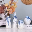 Zestaw 4 ceramicznych wazonów nowoczesny styl wiejski dekoracja biały niebieski
