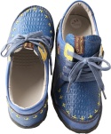 damskie mokasyny półbuty BUTY SKÓRZANE Casual Boho NIEBIESKIE TMA EYES