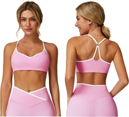 Biustonosz sportowy na fitness Top damski joga push-up różowy XL