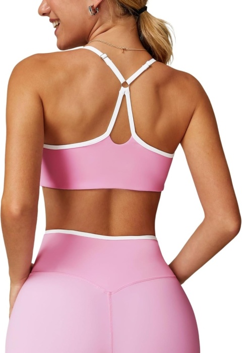 Biustonosz sportowy na fitness Top damski joga push-up różowy XL
