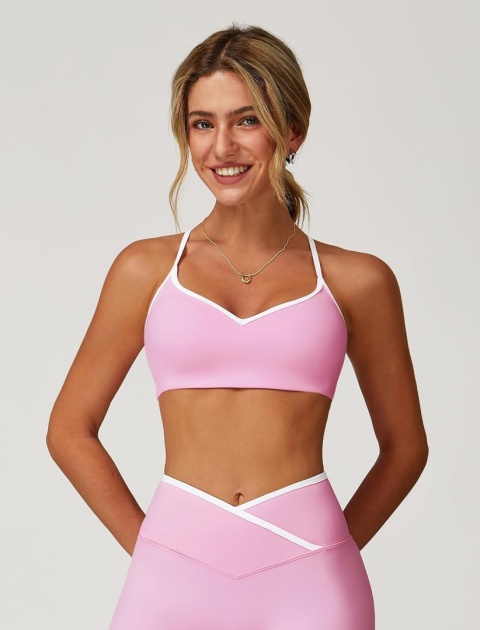 Biustonosz sportowy na fitness Top damski joga push-up różowy XL