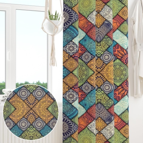 Boho Patchworkowa zasłona w stylu marokańskim Zasłona Ozdoba Mandala Okno Drzwi