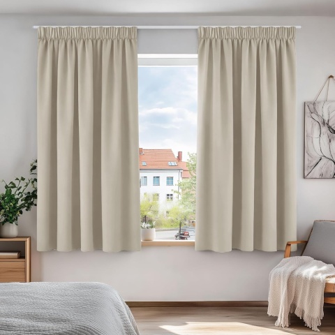 Deconovo Zasłony zaciemniające na taśmie termiczne 242x132cm Kremowe 2 szt.