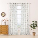Zasłony komplet 2 sztuki 140x229 Boho Len Liście Kwiaty zasłona kółka
