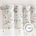 Zasłony komplet 2 sztuki 140x229 Boho Len Liście Kwiaty zasłona kółka
