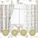 Zasłony komplet 2 sztuki 140x229 Boho Len Liście Kwiaty zasłona kółka