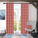Zasłona zaciemniająca 2 szt zasłony vintage wzór geometryczny 117x138cm czerwona zielona