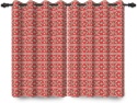 Zasłona zaciemniająca 2 szt zasłony vintage wzór geometryczny 117x138cm czerwona zielona