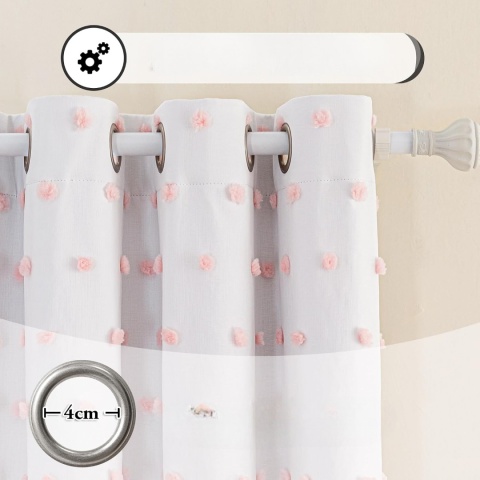 Zasłony Zaciemniające 100% z Pomponami Boho 2szt RÓŻOWE POMPONY
