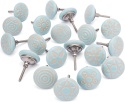 gałki uchwyty meblowe ceramiczne 20 szt BŁĘKITNE turkusowe VINTAGE