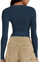 2XL Dopasowana Bluzka Damska Kwadratowy Dekolt Slim Gładki Top