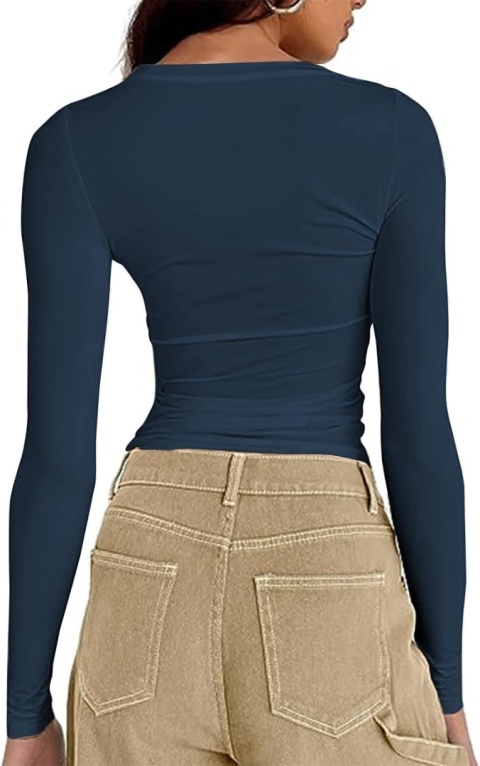 2XL Dopasowana Bluzka Damska Kwadratowy Dekolt Slim Gładki Top
