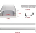 CUQI Profil LED aluminiowy 10x40cm mleczna osłonka PC zaślepki klipsy montażowe 10 szt.