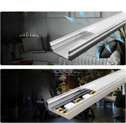 CUQI Profil LED aluminiowy 10x40cm mleczna osłonka PC zaślepki klipsy montażowe 10 szt.