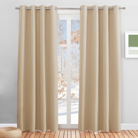 Zaslony zaciemniające beżowe 117x229 cm komplet zestaw 2 zasłona
