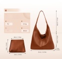 torba shopper z kopertówką torebka na ramię z kieszenią Brązowy